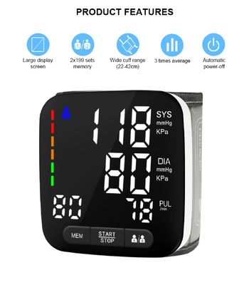 Monitor Tekanan Darah Pergelangan Tangan Digital Portabel Kesehatan Sphygmomanometer Akurat