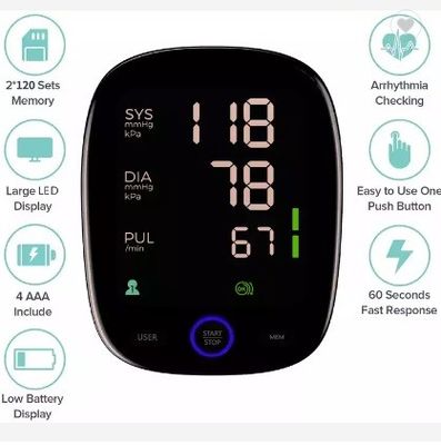 Backlight BP Machine Arm Cuff Monitor Tekanan Darah Lengan Digital Otomatis